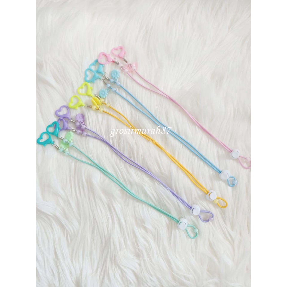 Kalung Tali masker 2 in 1 / Strap mask rantai korea / konektor masker hijab elastis model gantung anting bunga