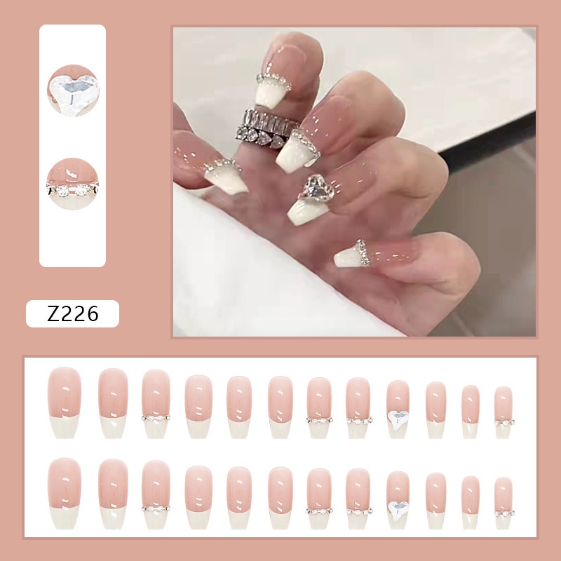 24pcs / Kotak Kuku Palsu Full Cover Untuk Dekorasi Nail Art Z226