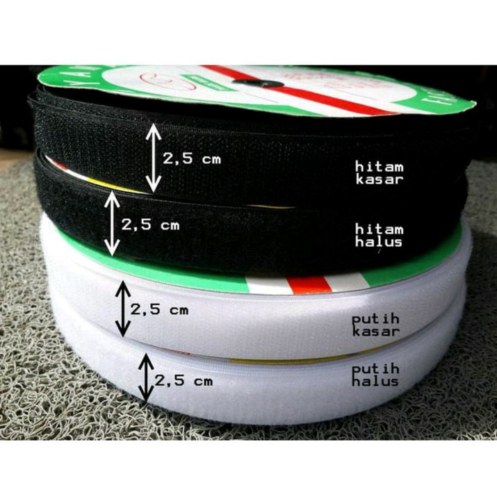 1SET HALUS DAN KASAR WARNA HITAM VELCRO MAGIC TAPE 1 INCH 2,5 CM / Perekat Velcro HITAM