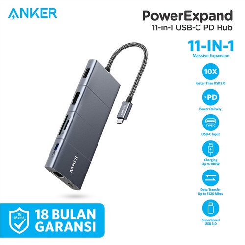 ANKER PowerExpand 11 in 1 USB Type C Hub to USB A C / HDMI / Display Port / Ethernet Lan / Jack 3.5m