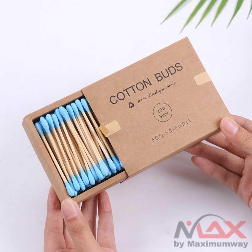 Biode Cotton Buds Korek Kuping 200PCS Kualitas Bagus Grade A tidak mudah bengkok Kapas Asli Batang dari Bambu Koton But Cotonbut KotonBut Kotonbud CotoonBut Cotoonbud Cotonbud pembersih telinga Curek kotoran telinga Grosir Murah kwalitas bagus