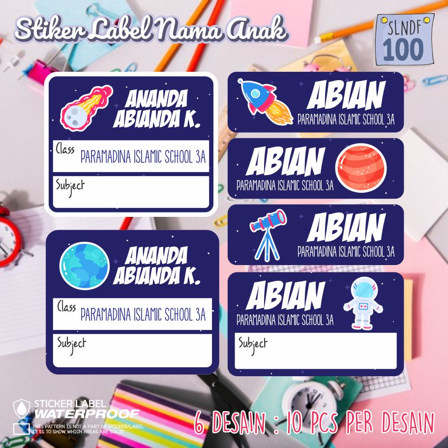 

stiker label nama waterproof anak murah sekolah sepatu buku SLNDF 100