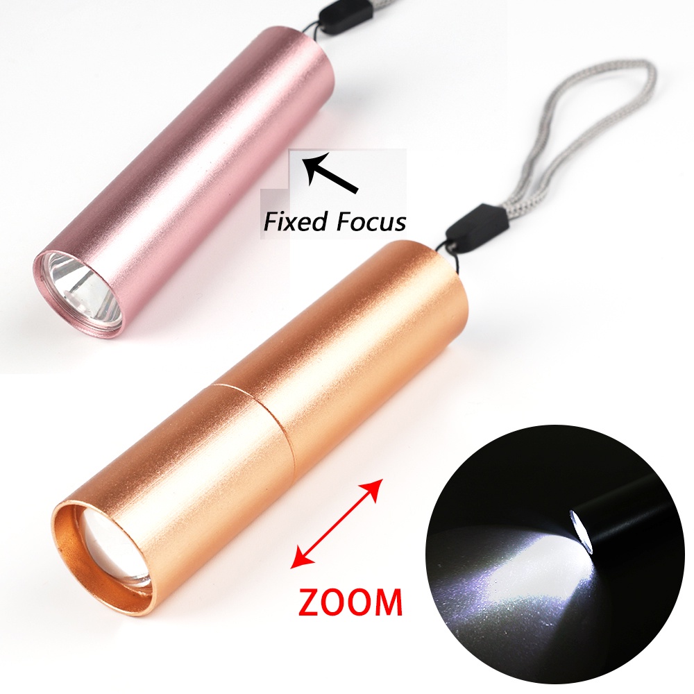 Lampu Senter LED Mini Portable Anti Air Zoom Teleskopis Usb Rechargeable Untuk Camping / Hiking