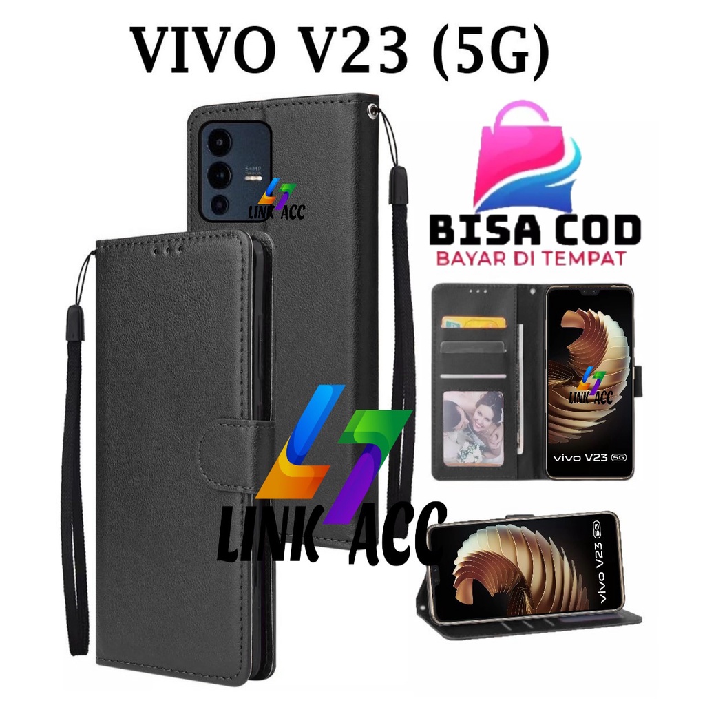 VIVO V23 (5G) FLIP LEATHER CASE PREMIUM-FLIP WALLET CASE KULIT UNTUK VIVO V23 (5G) - CASING DOMPET-F