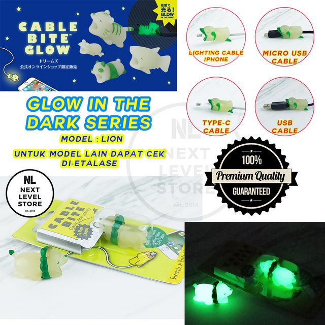 Lion - GLOW IN THE DARK Cable Bite Cute Protector Pelindung Kabel