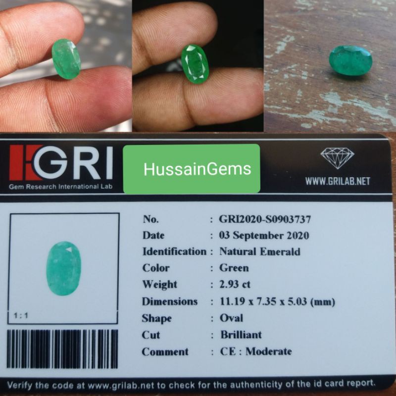 Natural Emerald Jamrud batu Zamrud asli batu Zamrud Memo GRI
