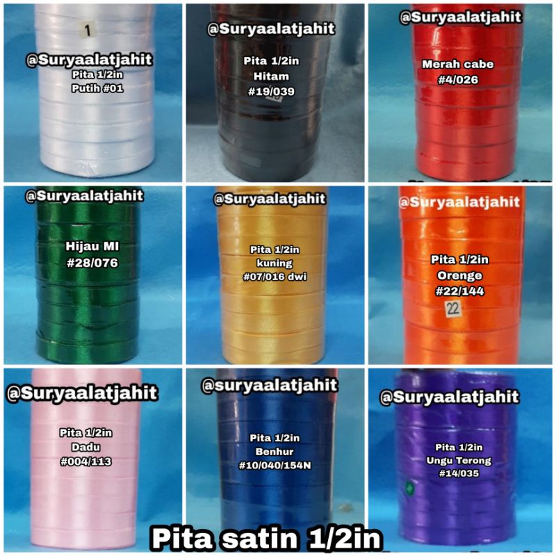 Pita Satin 1/2in (1.25cm) +/-20Y/Rol =rp.3.200/Rol