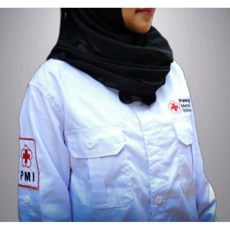 PDH PMI / PMR Warna Putih Lengan Panjang /Lengan Pendek