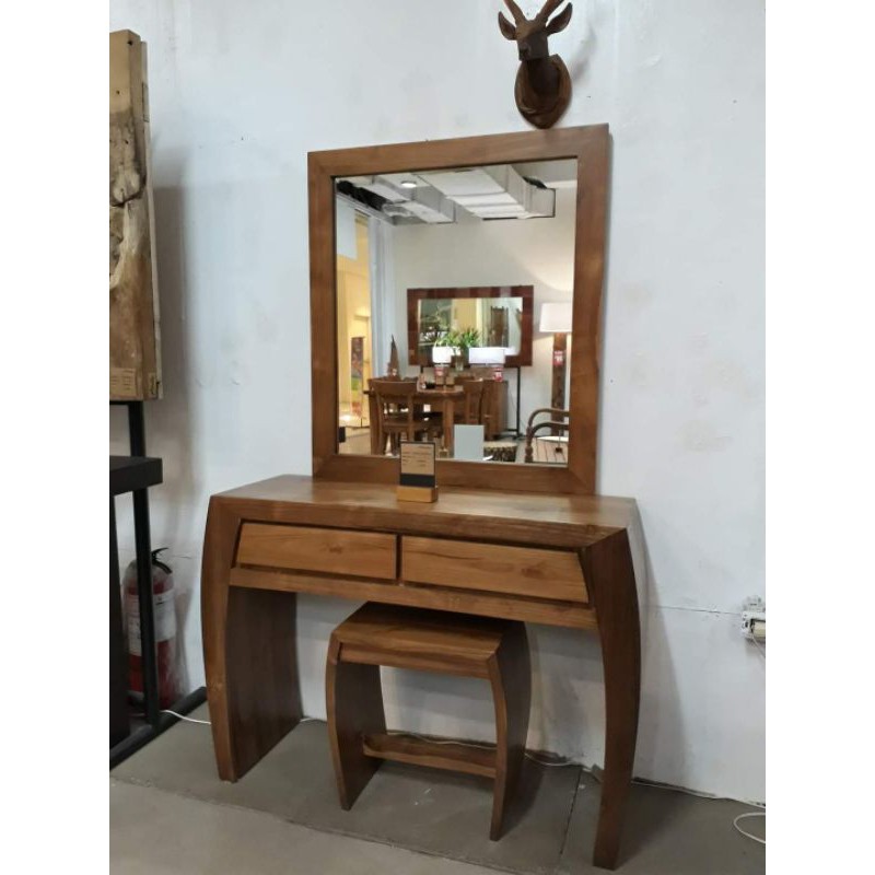 Meja rias minimalis lengkung jati | meja rias minimalis kayu jati | tolet minimalis layu jati