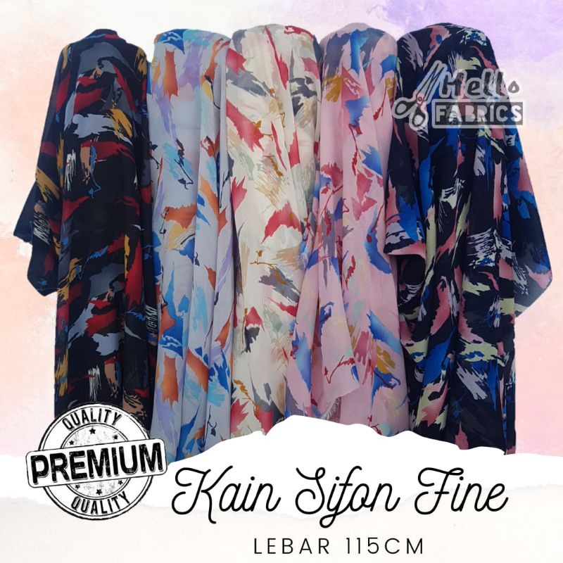 Kain Sifon Fine dobby meteran fujitex motif abstrak
