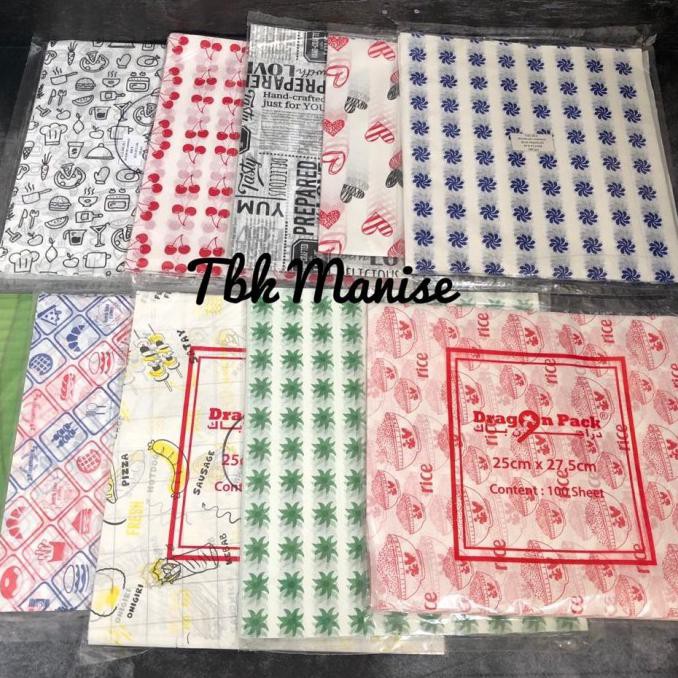 

Kertas nasi laminasi 25x27,5cm / hamburger / sandwich / paper wrap