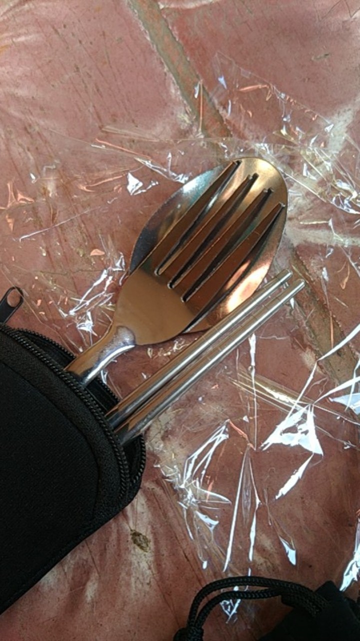 Sendok Travelling Sendok Set 3in1 Sendok Garpu Sumpit Stainless Steel