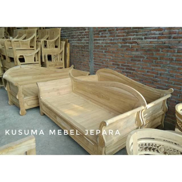 Bangku Bale Bale Polos Minimalis Kayu Jati - Kode 166B