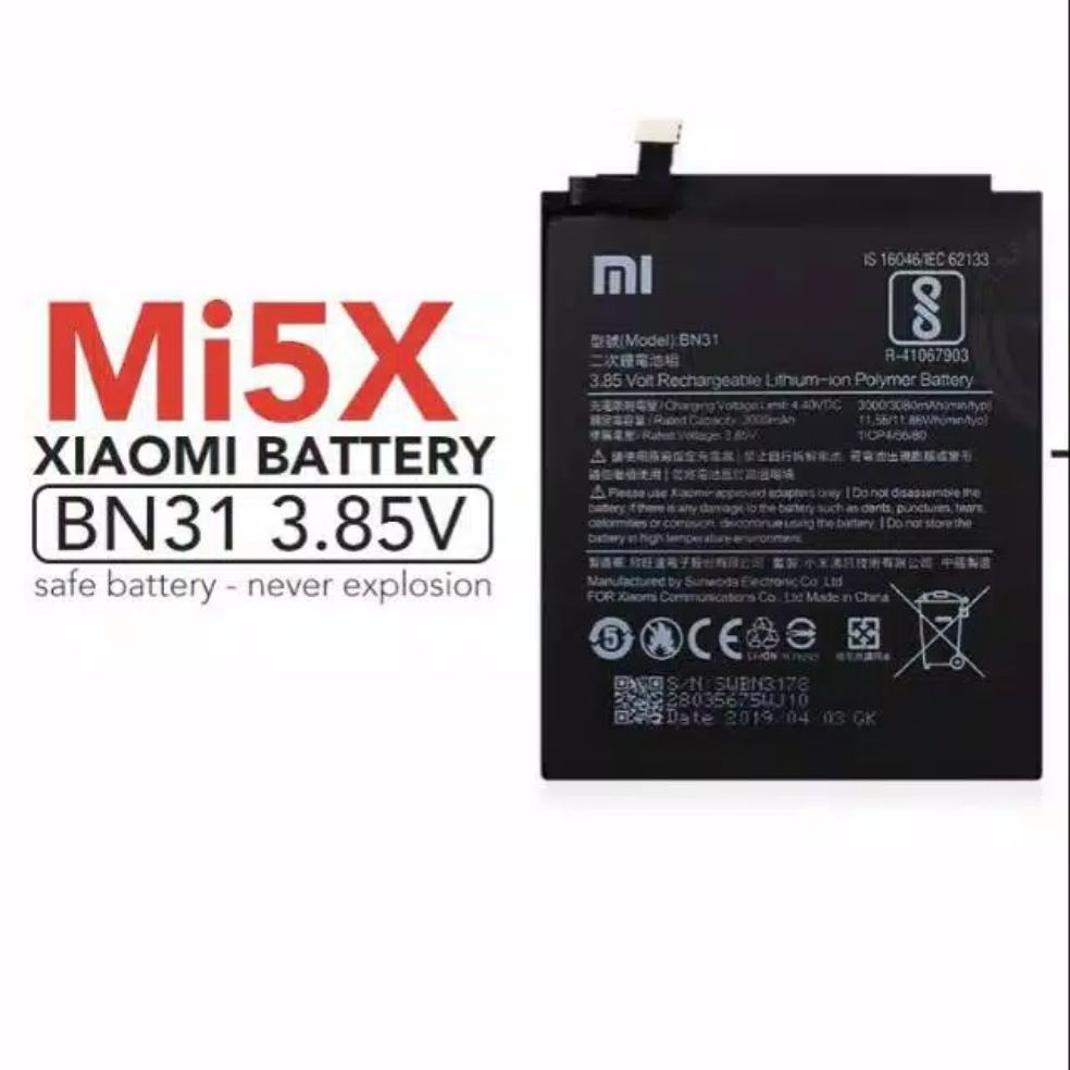 Batre Battery Baterai Xiomi Mi5X Mi 5X MiA1 Mi A1 Redmi Note 5A BN31 BN 31 Original