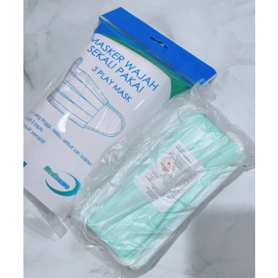 OS Masker Medis HITAM 3 Ply Disposable Mask Earloop 1 Box isi 50 pcs