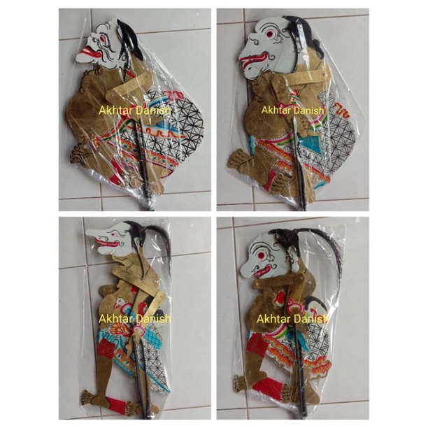wayang kulit punokawan/warna emas/semar.gareng.petruk.bagong