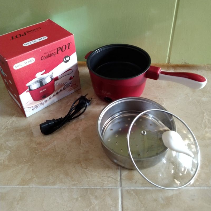 Cooking Pot/ Panci Listrik Serbaguna Sun Glass 1.5 L