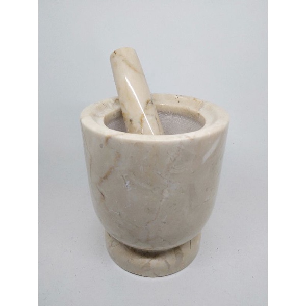 Lumpang Alu Marmer Marble Stone Mortar Pestle Tumbukan Obat Puyer Uleg Ulek Ulekan Tumbuk Bumbu