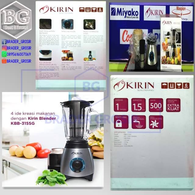 Blender Kirin KBB 315SG Gelas Kaca / KBB 315 SG