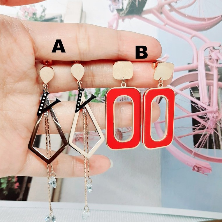 Anting Fashion Titanium Jurai Panjang Import Kdrama Kpop Korea - BE338