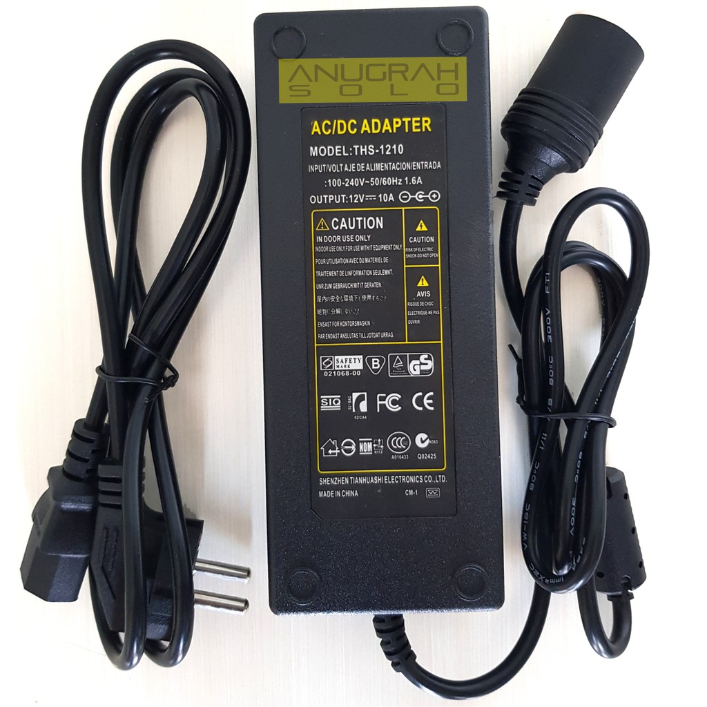 Adaptor 220V AC to 12V DC Socket Lighter Mobil Power Supply 12V 8A 10A