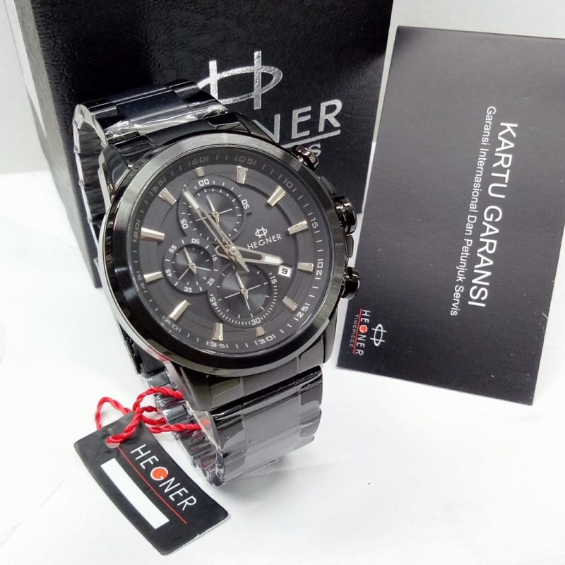 Jam tangan Hegner 5011 Tali Rantai Black Original Pria