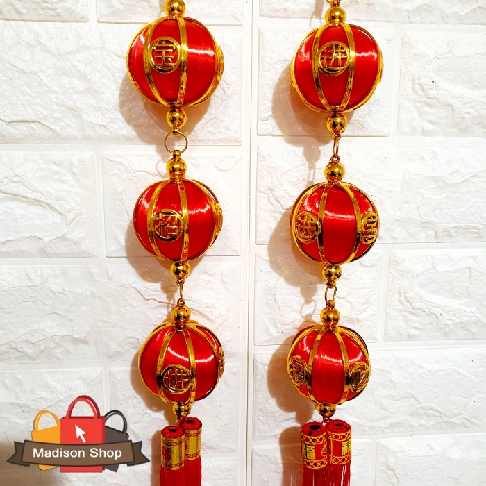 

Lampion Fu Bulat Murah Dekorasi Imlek Bola Lampion Susun 3 - 1 susun