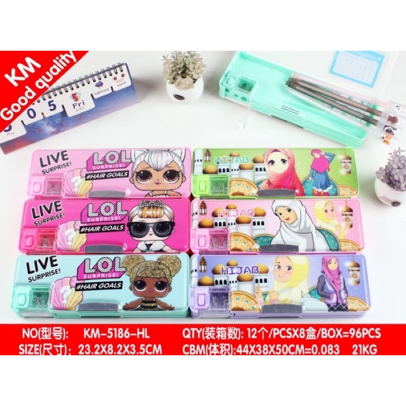 

pencil Case magnet plus rautan motif hijab atau LOL satuan