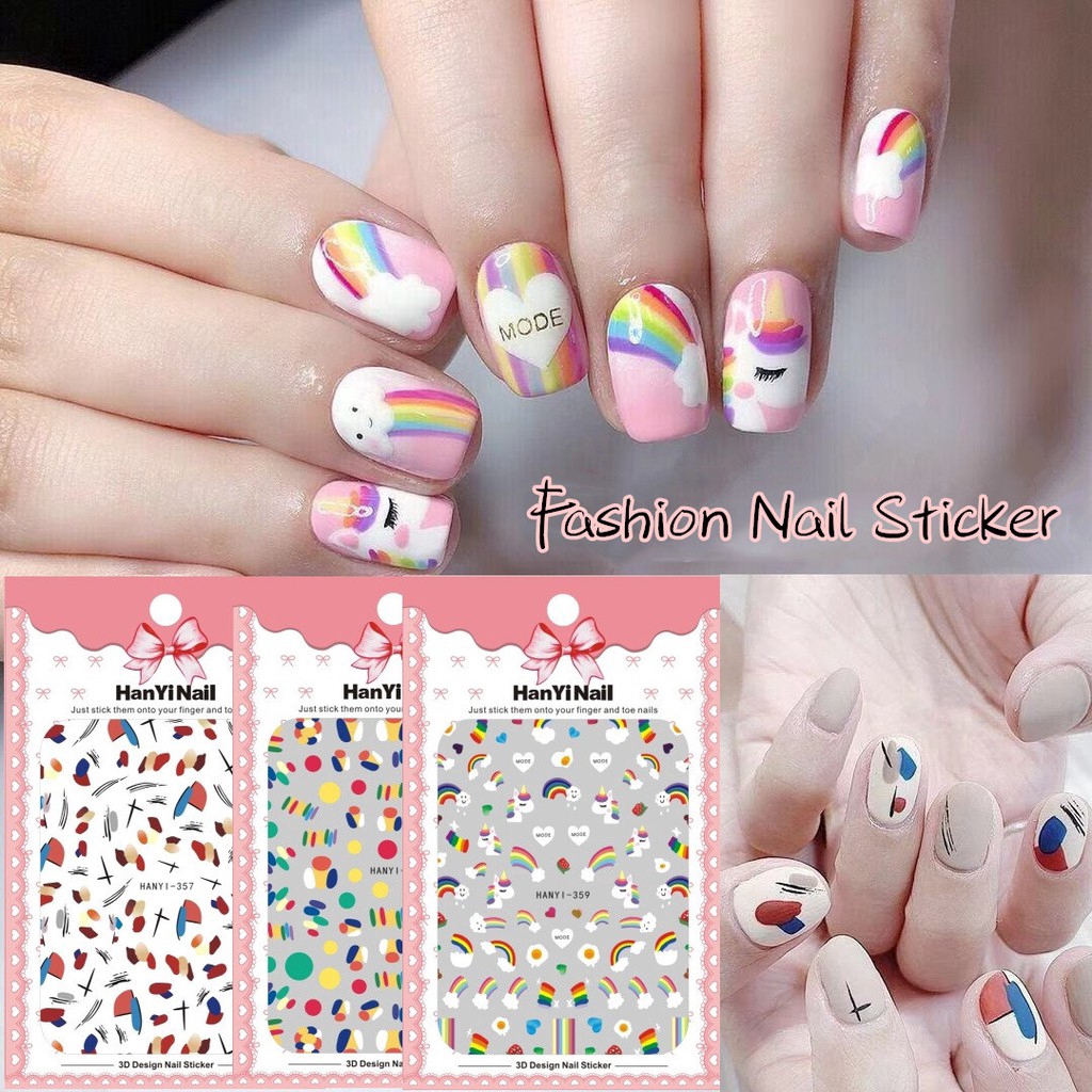 Stiker Kuku Full Cover Bahan Vinyl Gaya Korea Untuk Dekorasi Nail Art