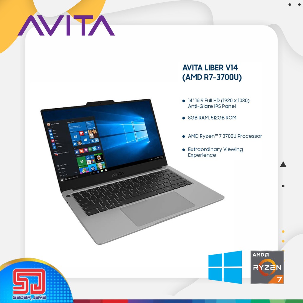 Avita Liber V14 Laptop Ryzen 7 - 3700U / 8GB / SSD 512GB / 14'' / W10