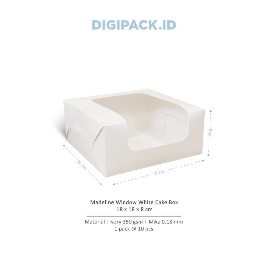 

[Digipack] Madeline Window White Cake Box 18 X 18 X 8 | Kotak | Dus
