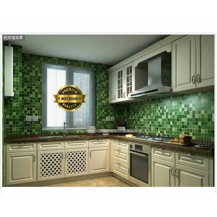 WALLPAPER FOIL GREEN WALSTICKER DAPUR STIKER STIKER DINDING DAPUR KAMAR MANDI DEKORASI DINDING