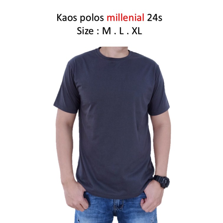 KAOS POLOS LENGAN PENDEK / COTTON COMBED 24S / KAOS UNISEX-ABU TUA
