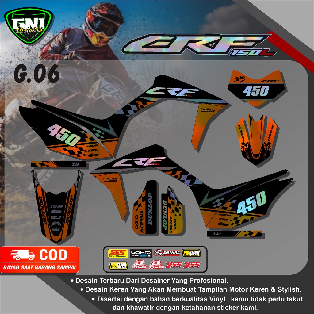 [TERBARU] Striping CRF 150L Sticker Striping Stiker Lis Variasi Semifull CRF 150L Code GNI-05 Desain