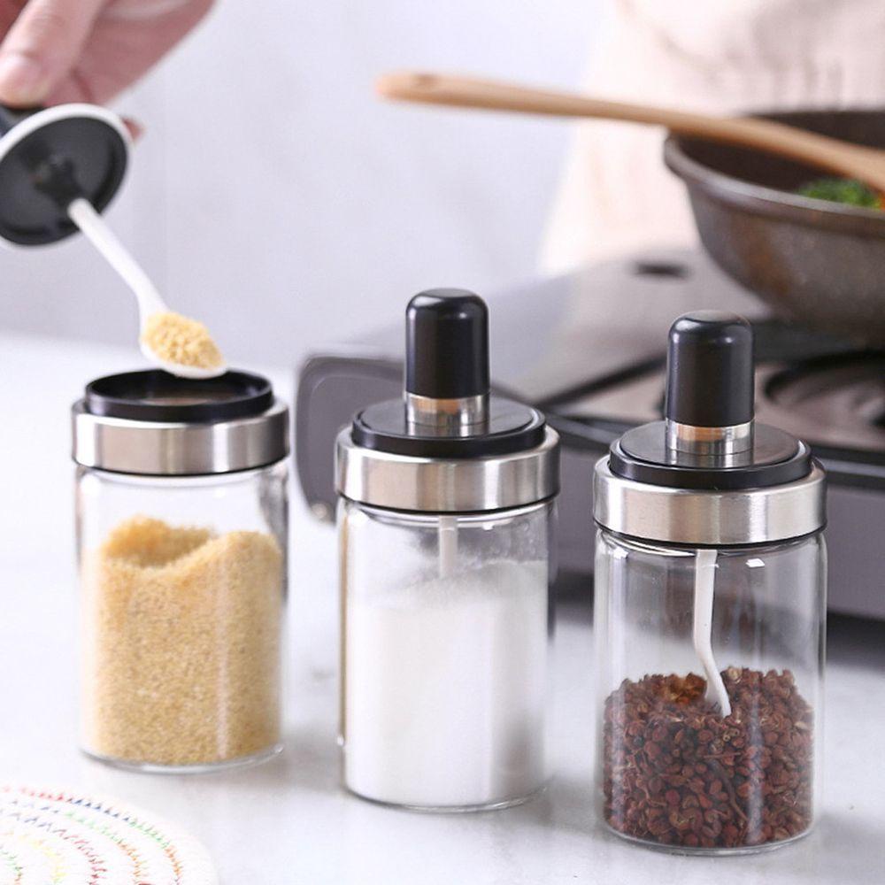 [Elegan] Botol Bumbu Seasoning Dengan Sendok Toples Kedap Udara Transparan