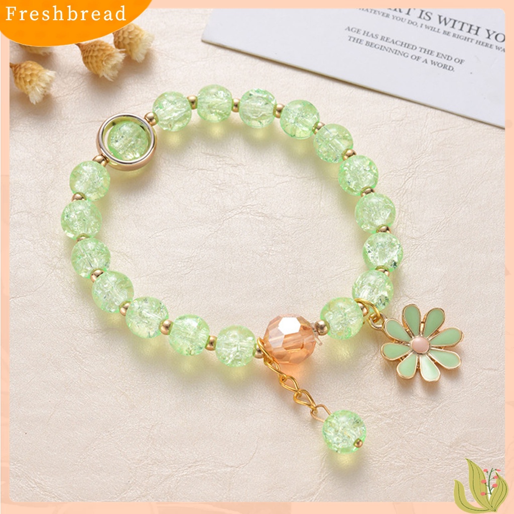 [TERLARIS]Girl Marguerite Glass Flower Dangle Beads Bangle Bracelet Jewelry Accessory for Valentine Day