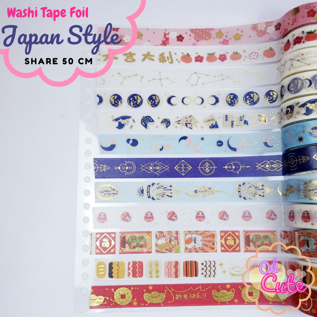 

SHARE 50 CM Washi Tape Foil Ala Jepang 12 Motif berbeda