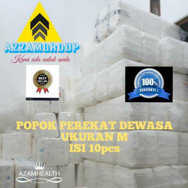 POPOK DEWASA model PEREKAT uk M 1pak isi 10 pcs