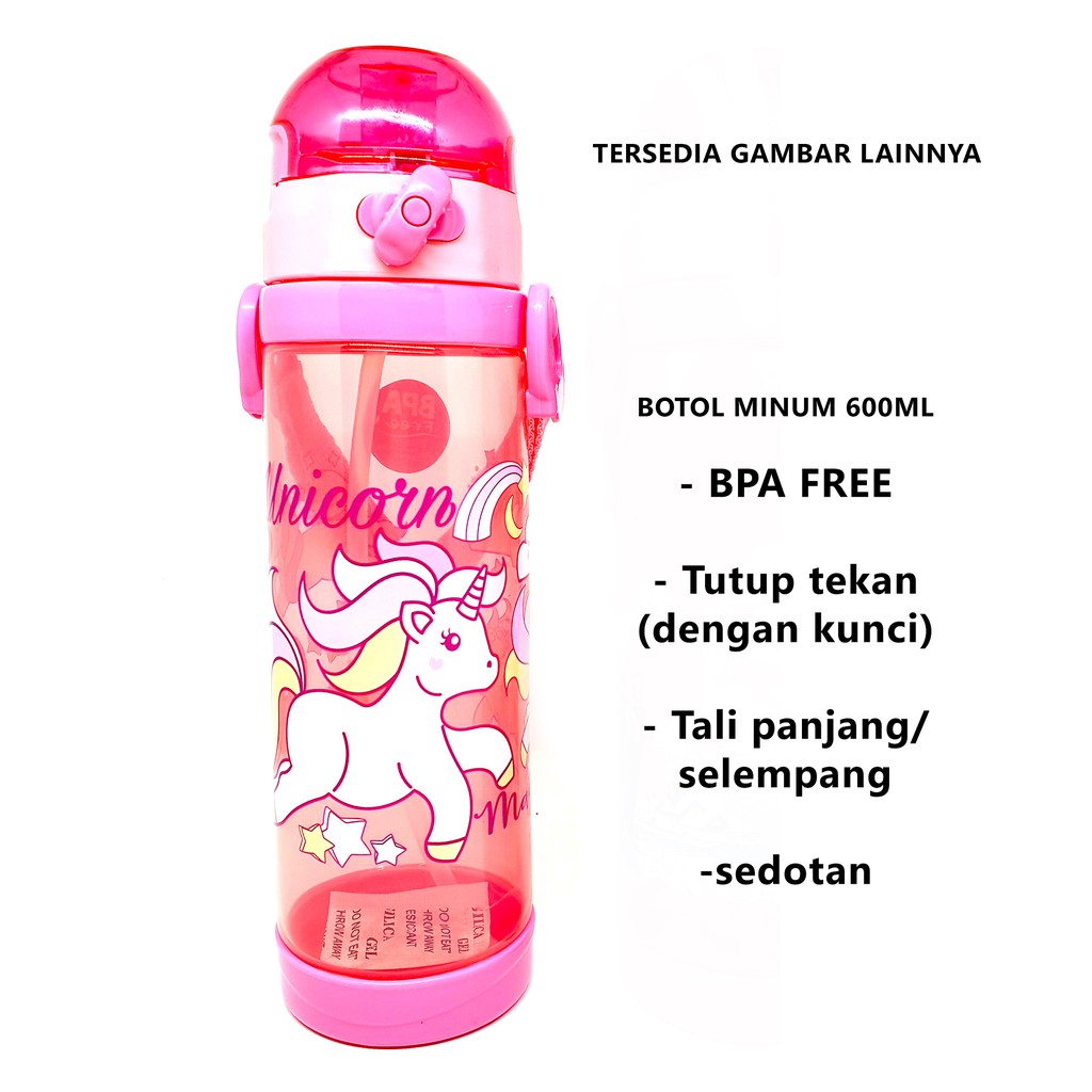  Botol  minum  tutup kunci besar 600ml BPA FREE Shopee 