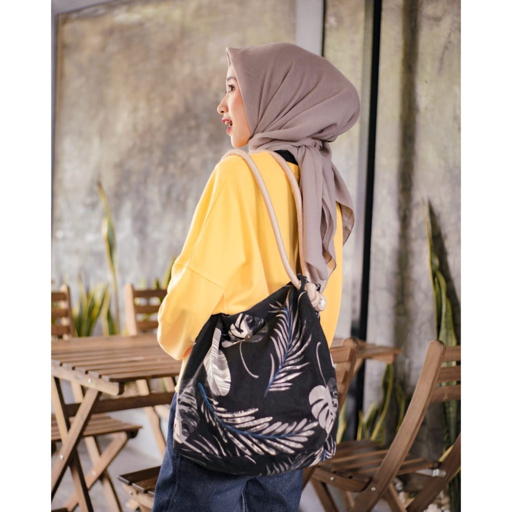 (COD) TOTEBAG Kanvas Tote bag Wanita Tebal Motif LUCU Model Tali Sumbu Tambang BESAR