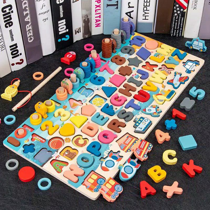 ALZ Set Cunky Puzzle Abjad Angka Shape Transportasi Berhitung dan Memancing
