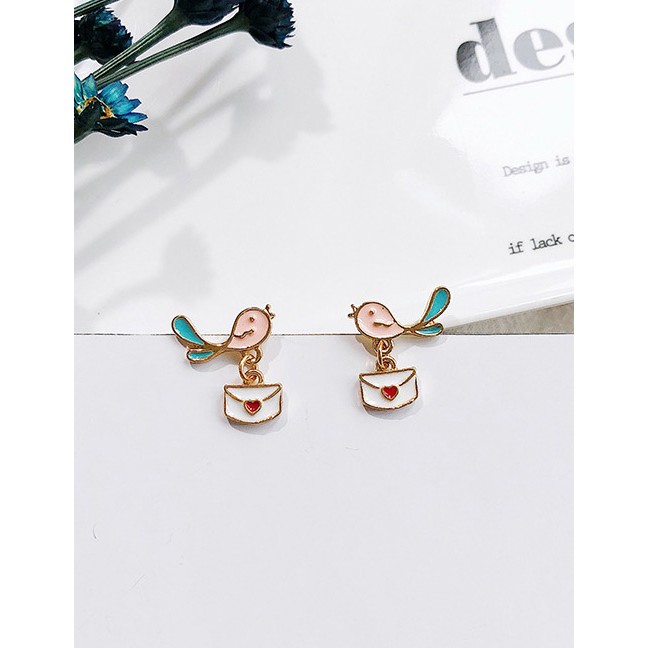 LRC ANting Tusuk Fashion Multi-color Heart Pattern Decorated Earrings