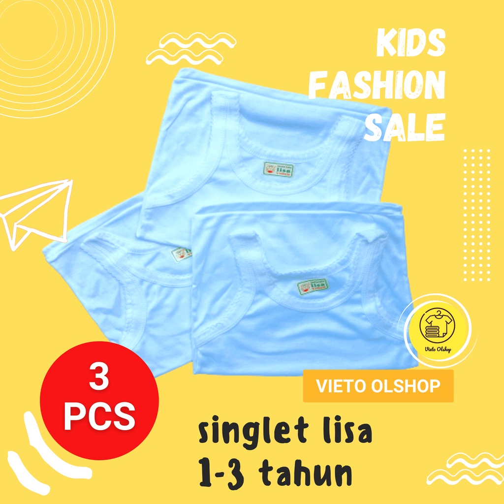 Kaos Dalam Anak Lisa Isi 3 Pcs Bundle Untuk Anak Usia 1-3 Tahun Grosir Singlet Unisex Pakaian Dalam 