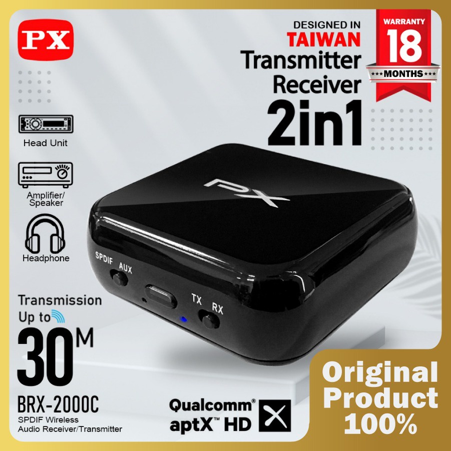 RECEIVER BLUETOOTH TRANSMITTER AUDIO 5.0 HD STEREO 2 in 1 PX BRX-2000C