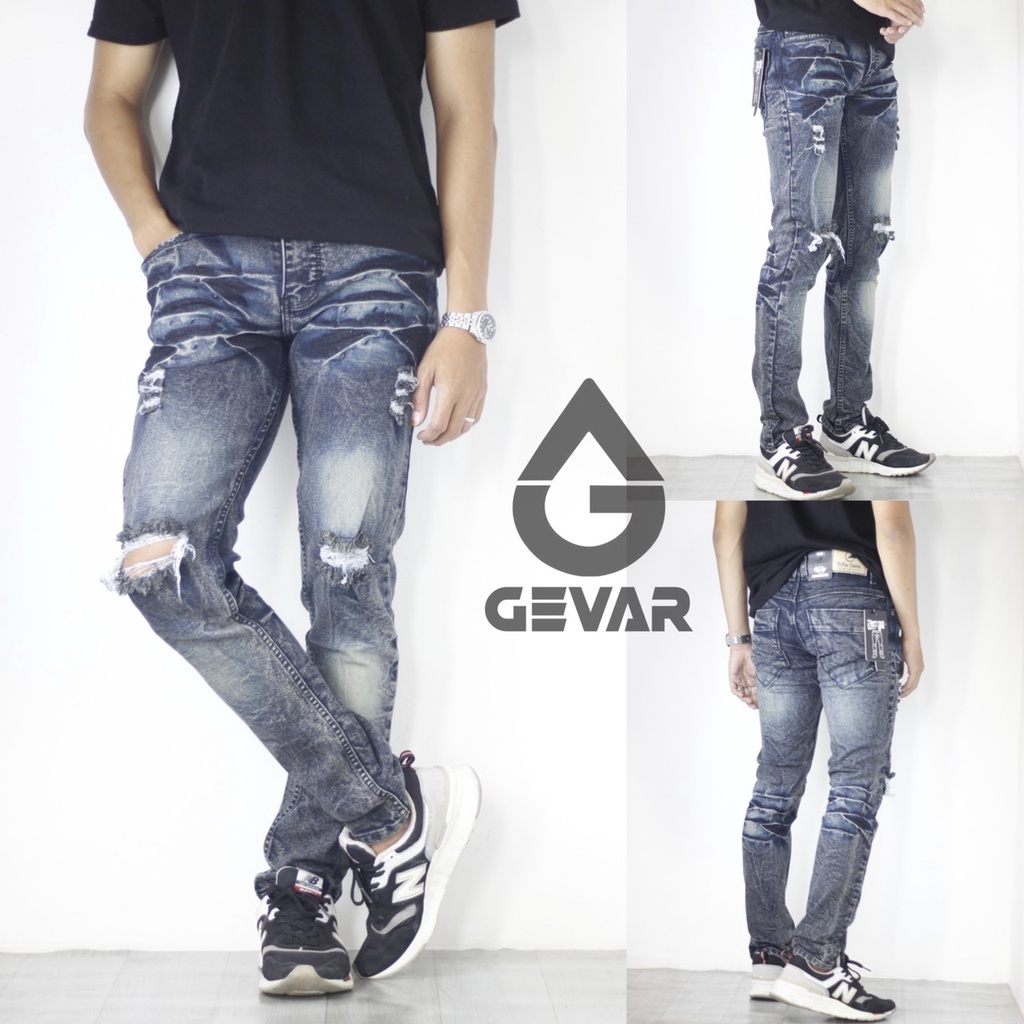 GEVAR Celana Jeans Ripped Sobek Ringle Premium