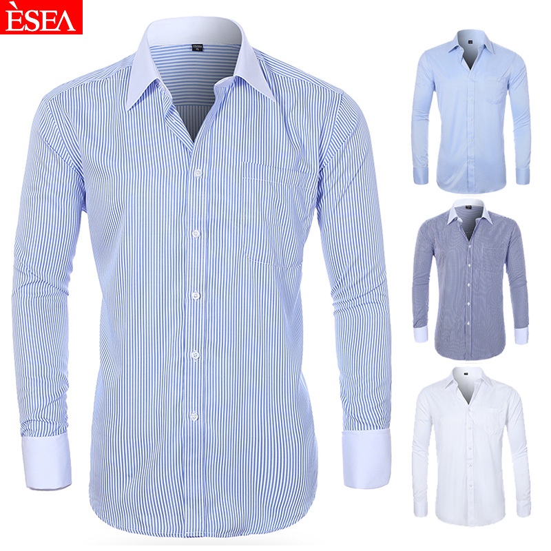 [ Hot Sale]  Kemeja Pria  Ingin Orang Perancis Manset Kemeja Pria ukuran Besar Kemeja