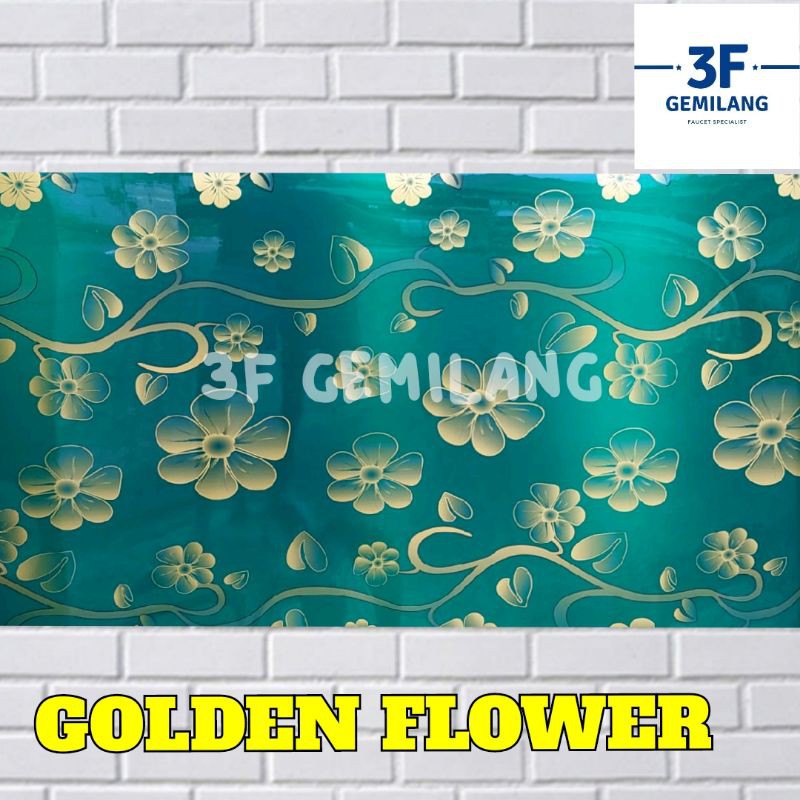 Fiber Plastik Penutup Pagar Rumah Motif GOLDEN FLOWER Bunga Emas Mewah Meteran