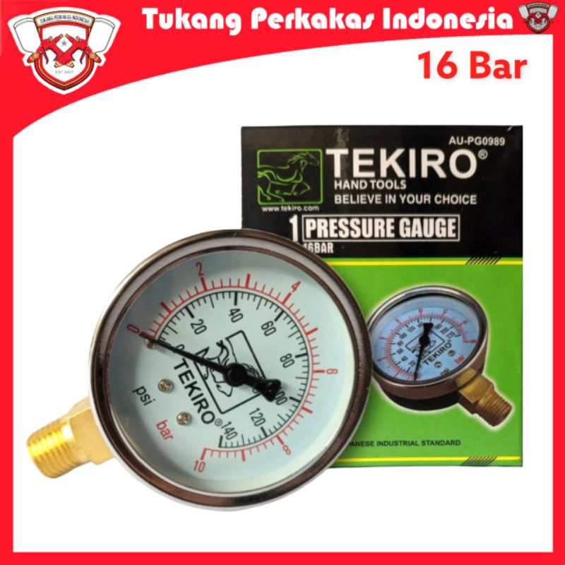 TEKIRO PRESSURE GAUGE 16 BAR PENGUKUR TEKANAN ANGIN 16 BAR MANOMETER