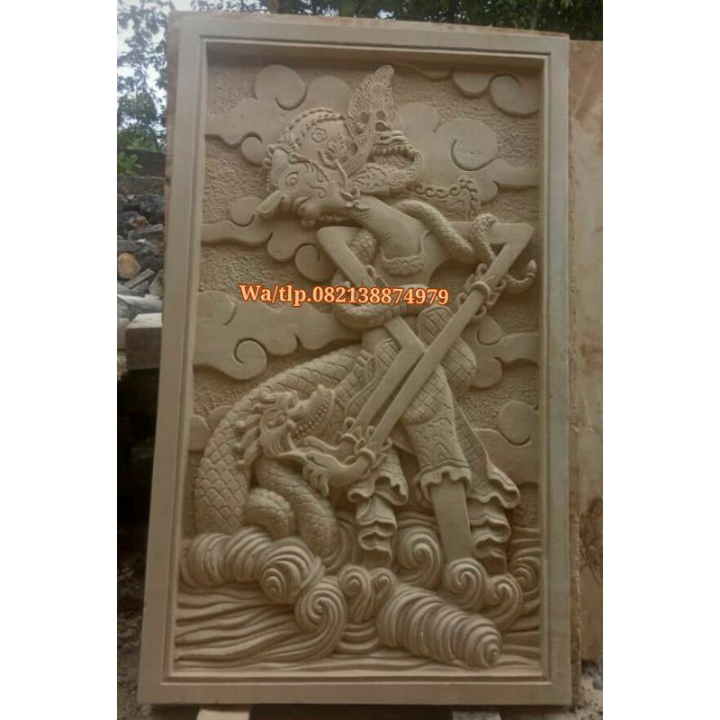 relief motif pewayangan batu alam paras jogya