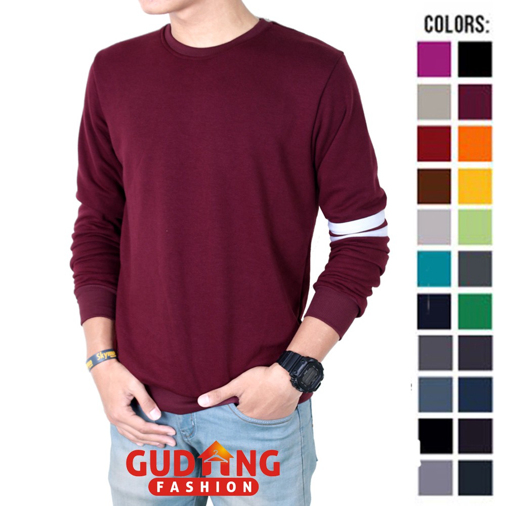 Kaos Cowok Lengan Panjang Stripe - Banyak Pilihan Warna PAN (COMB)